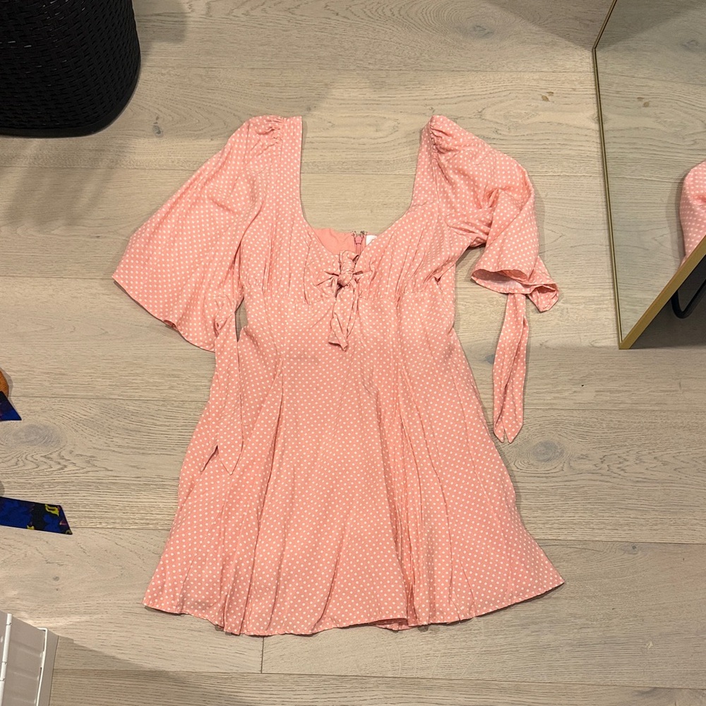 Lovers + Friends Pink Polka Dot Dress